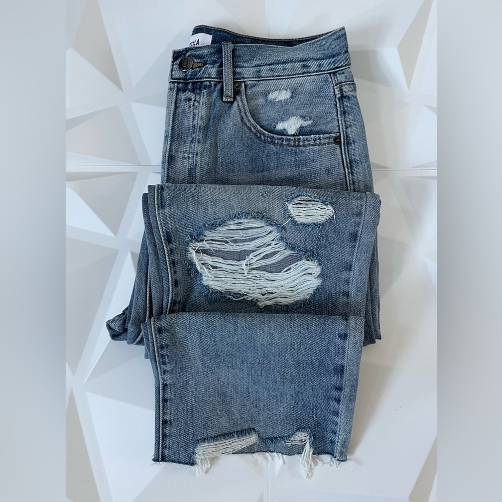 PISTOLA Jeans Women Size:28 Charlie High Rise Distressed Straight Leg Button Fly - Picture 16 of 17